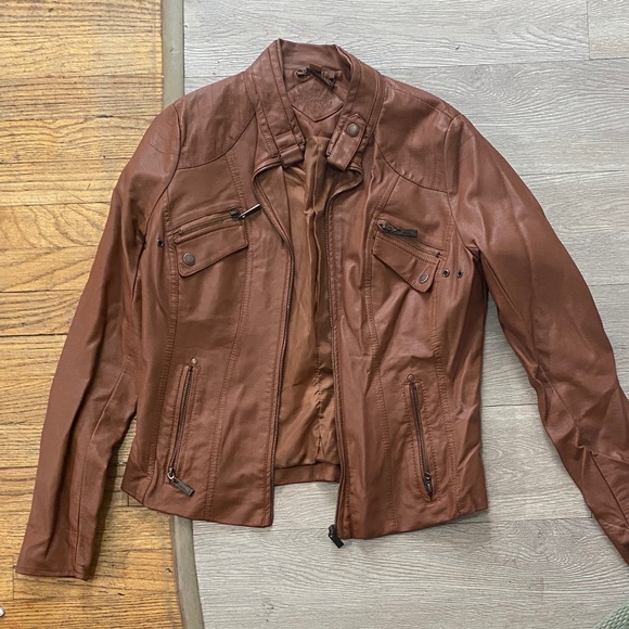 Jou Jou Jackets & Blazers - Jou Jou Brown Faux Leather Jacket